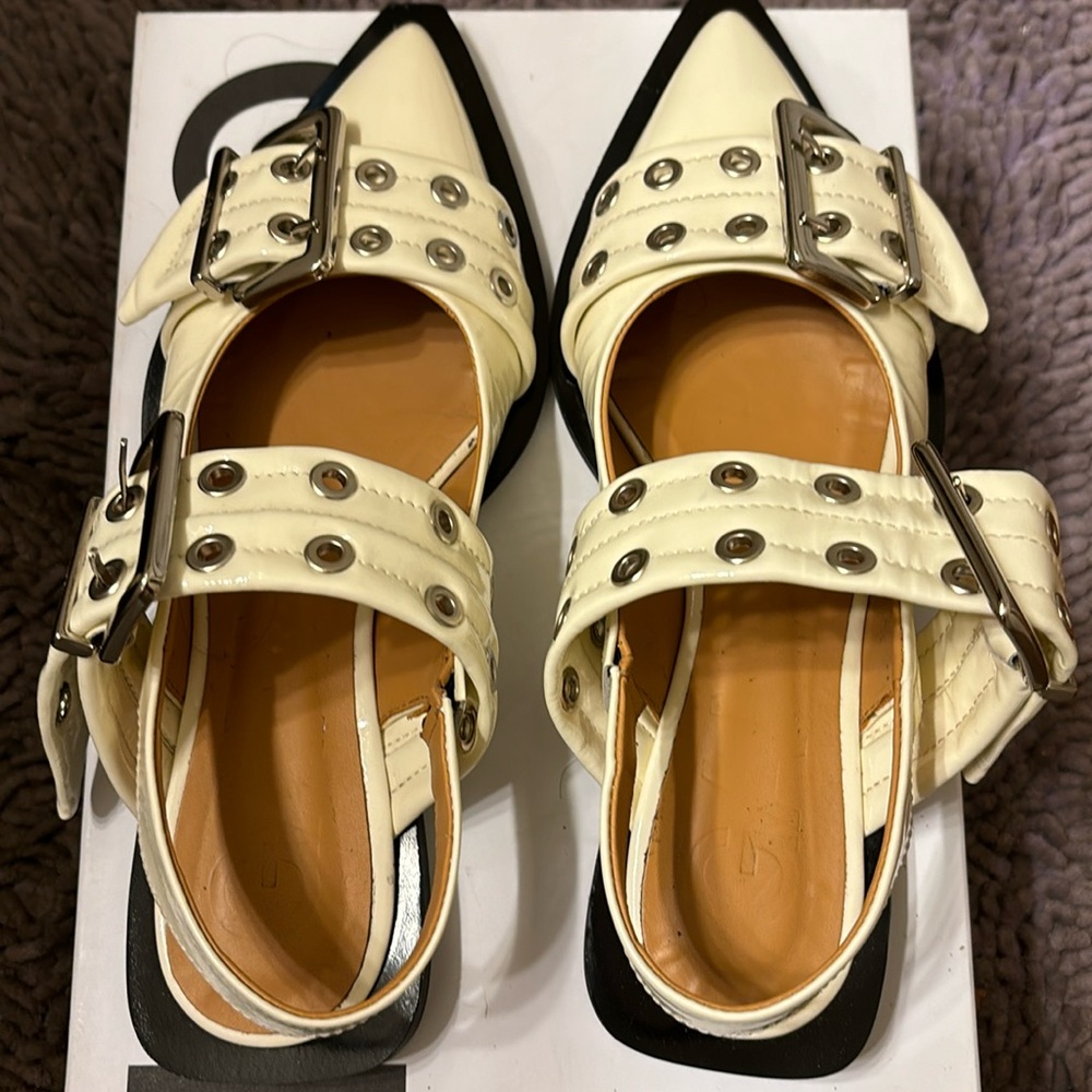 Ganni buckle ballerina flats